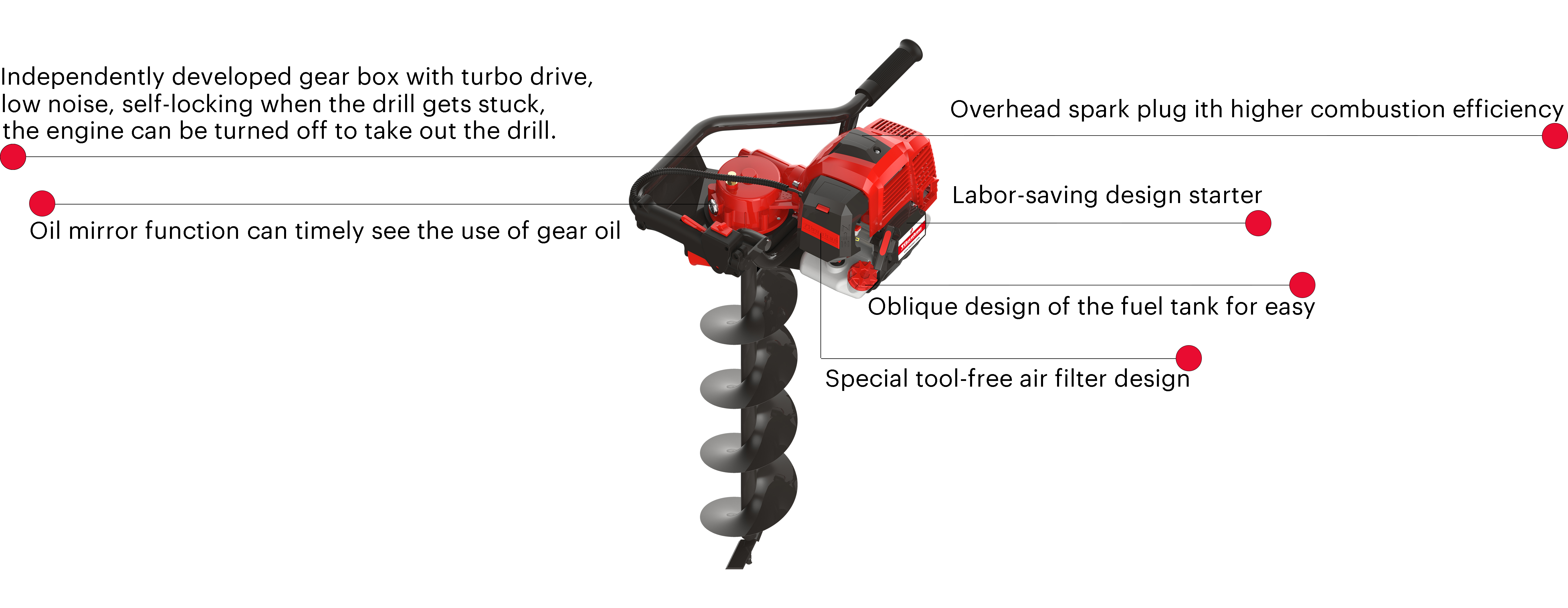 Earth Auger 50.8cc Professinal Engine With Turbine Drive Frame OEM&ODM