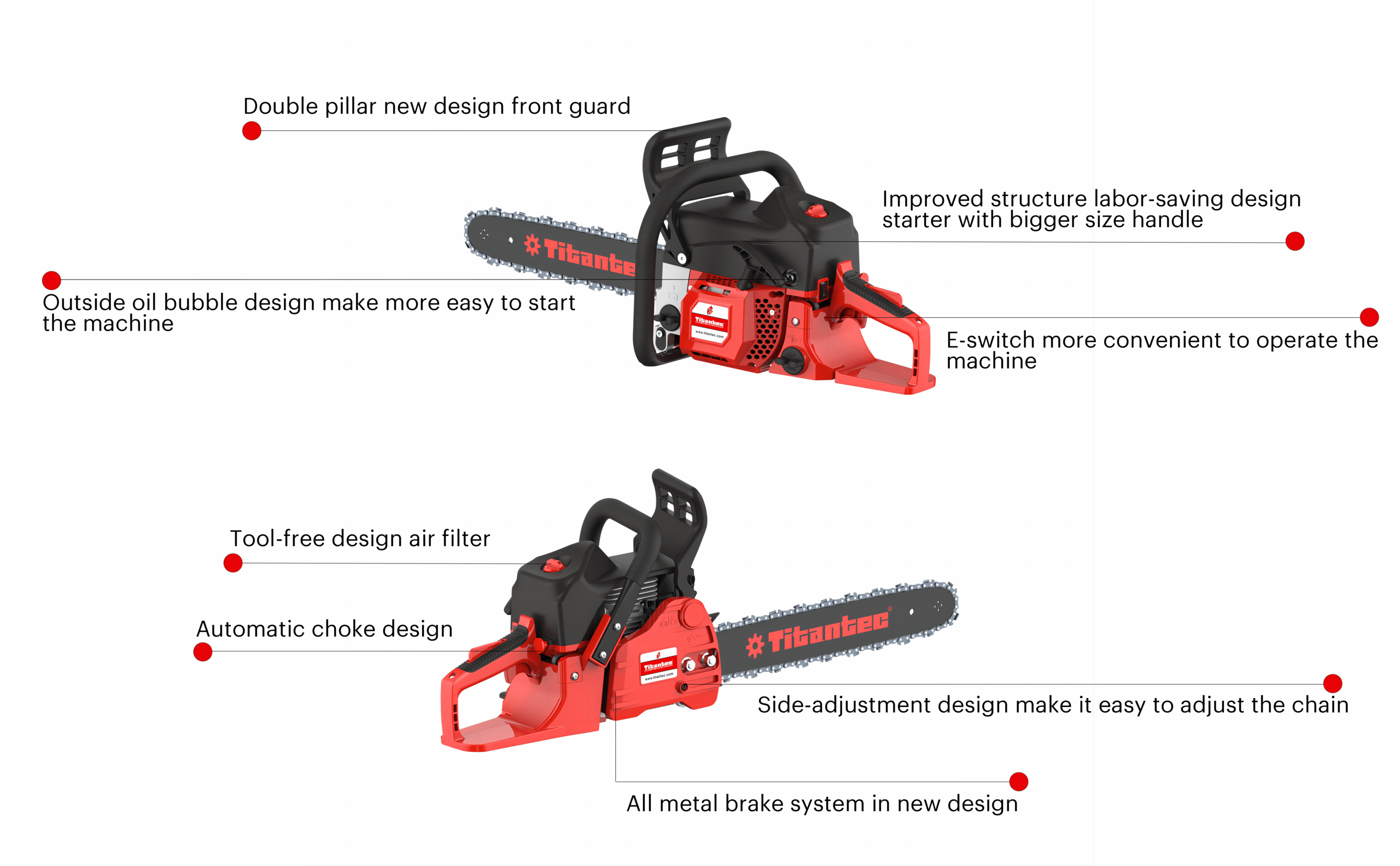 Chainsaw 40.2cc 2 Stroke Stratified Scavenging Structure With 16 Inch Guide Bar OEM