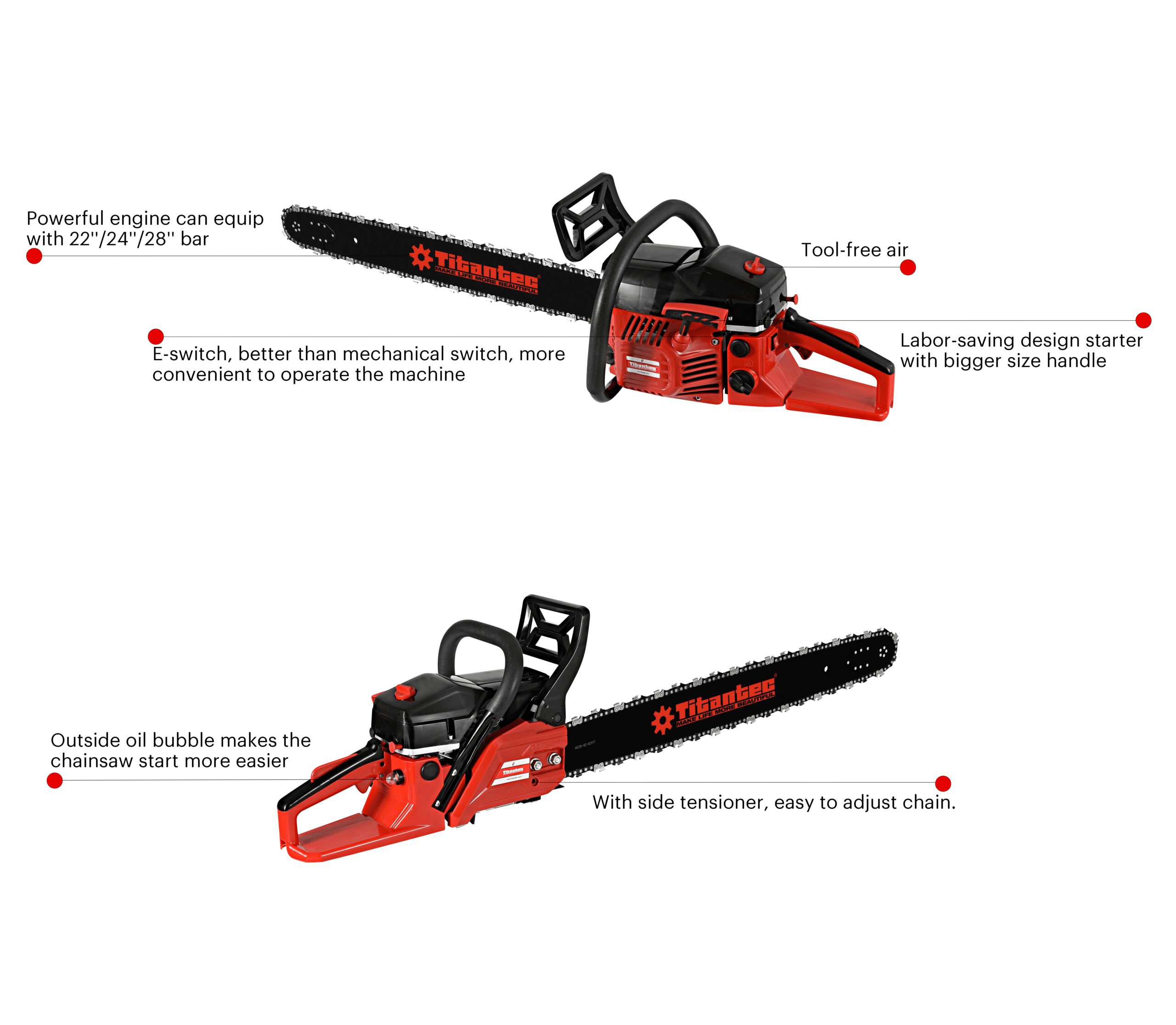 55cc Professional Chainsaw With 22inch&24inch&28inch Bar 3kw Powerful Engine OEM&ODM